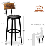 Bar Stools with Back, High Kitchen Barstools with Back, Counter Stools Bar Chairs