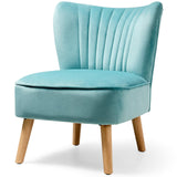 Armless Accent Chair, Velvet Modern Chair with Rubber Wood Legs and Thick Sponge Seat