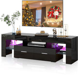 Up to 70-inch TV, Modern TV Console Table with Entertainment Center for Bedroom, Living Room(Black, 63 inch)