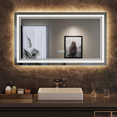 Led Bathroom Mirror with Lights 24x32 Inch,Human Body Sensing Lighted Bathroom