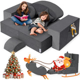 Play Couch, Kidirect K12 PRO DIY 400+ Creative Kids Couch for Playroom, Upgraded Play Couch Convertible Rocking Horse, Sectional Kids Sofa Couch with Star Moon for Kids and Toddlers(Grey)