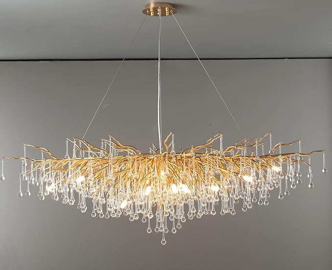 Black Chandelier, Modern Crystal Chandelier Frosted Tree Branch Chandelier Large Kitchen