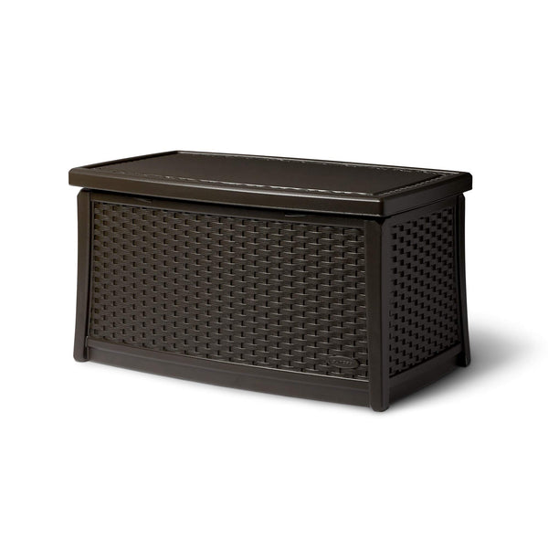 30 Gallon Resin Outdoor Patio End Table Storage Box, Java