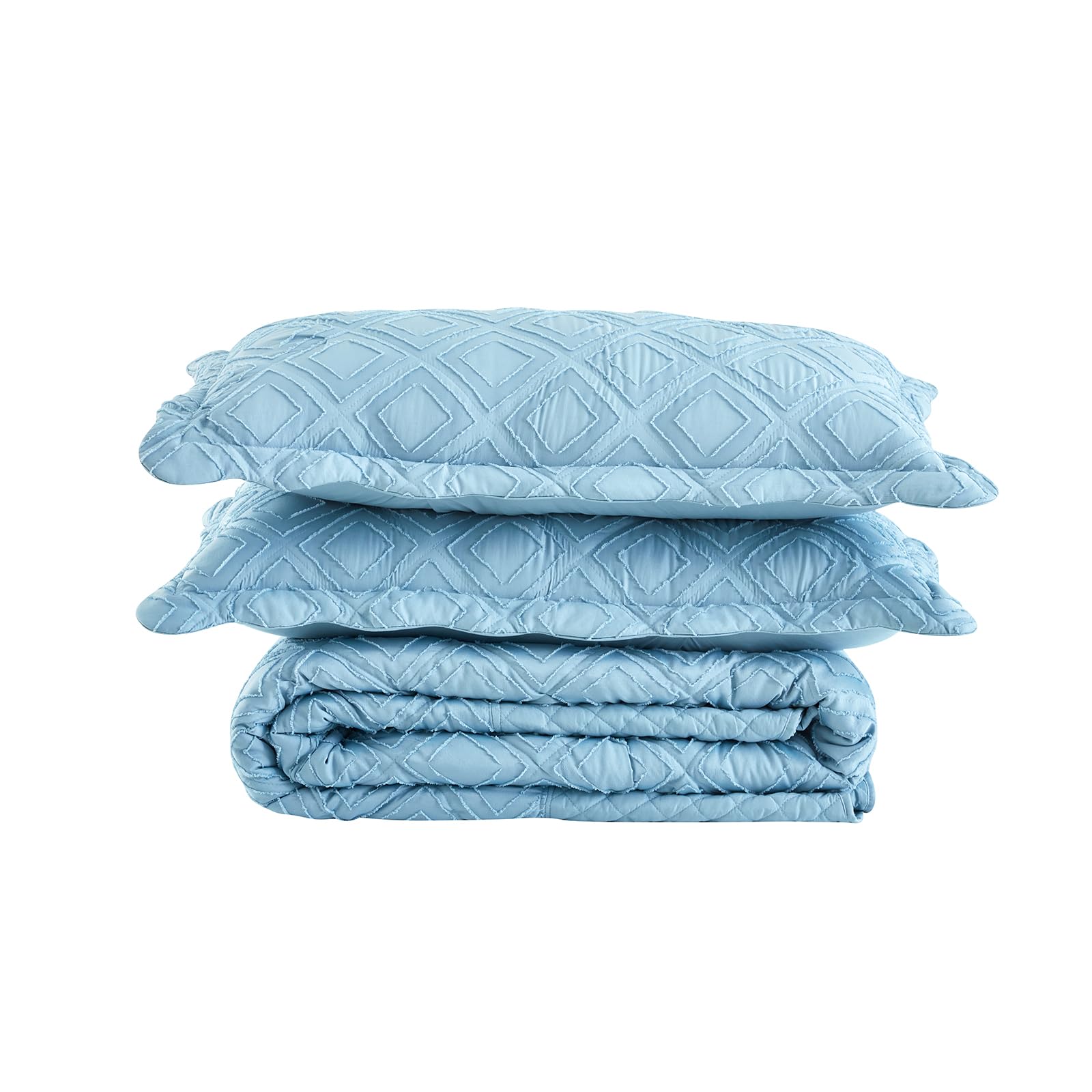 Oversized King Bedspread  Extra Wide, Jacquard Tufted Diamond Pattern