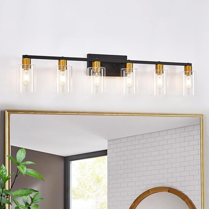6 Light Bathroom Fixture, 6 Light Vanity Lights, Vintage Black Bathroom Vanity Light