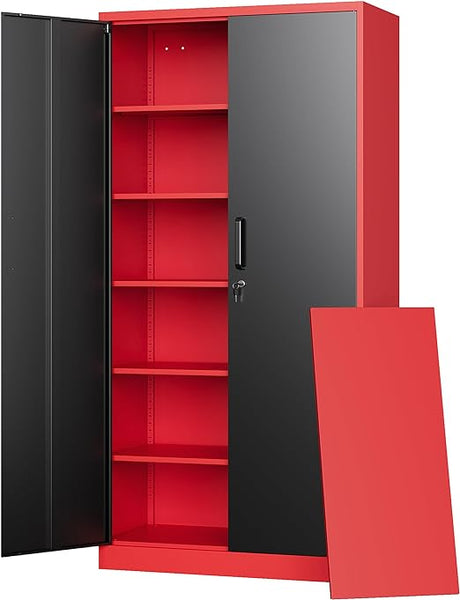 Metal Storage Cabinets with Lock Doors,Tall Locker Organizer Steel Garage Cabinets