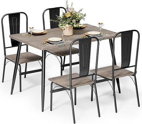 Dining Table Set for 4 with One Table and Four Chairs, Small Space Dinette for Kitchen