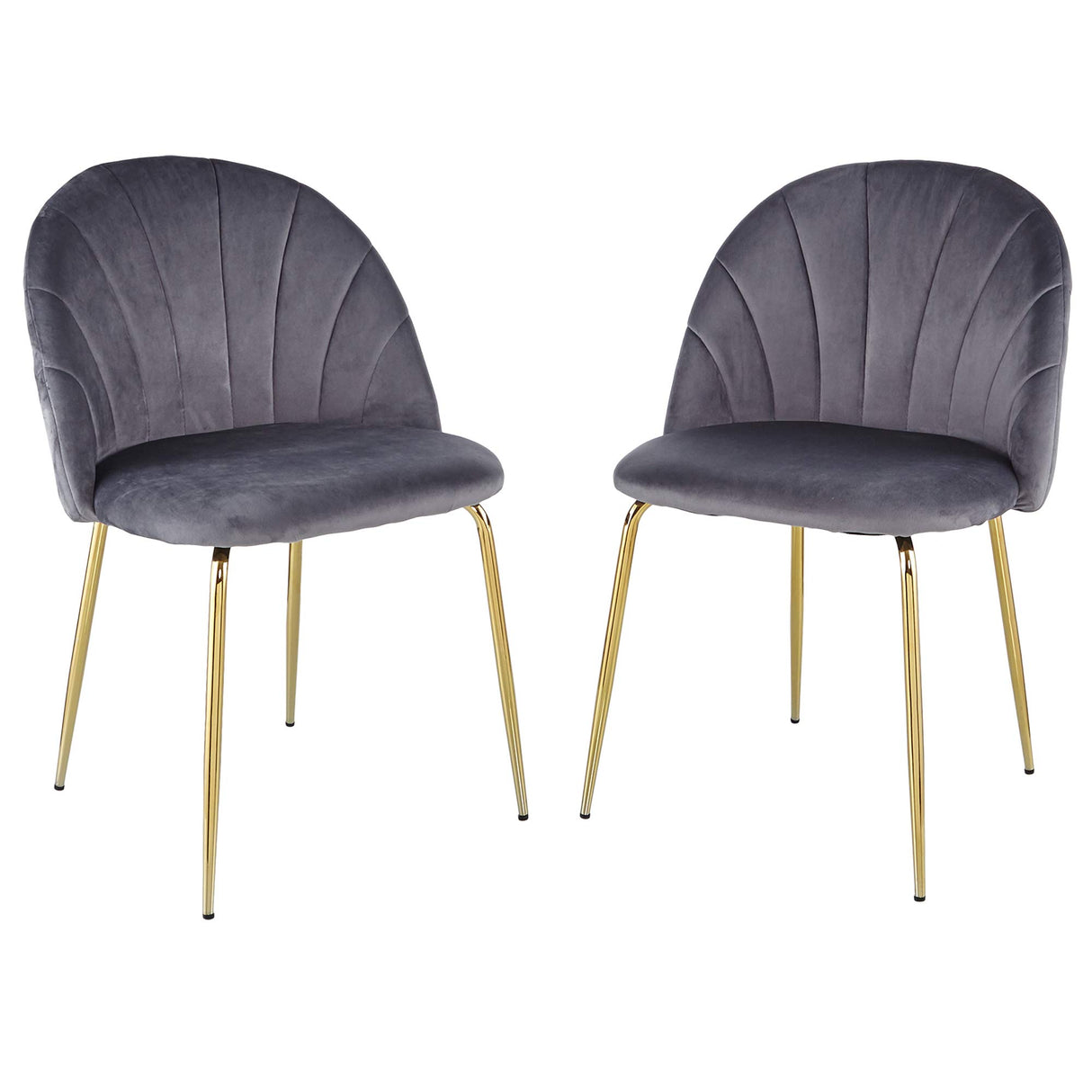 Set of 2 Velvet Upholstered Dining Chair Tufted Accent Chair with Metal Legs for Kitchen,