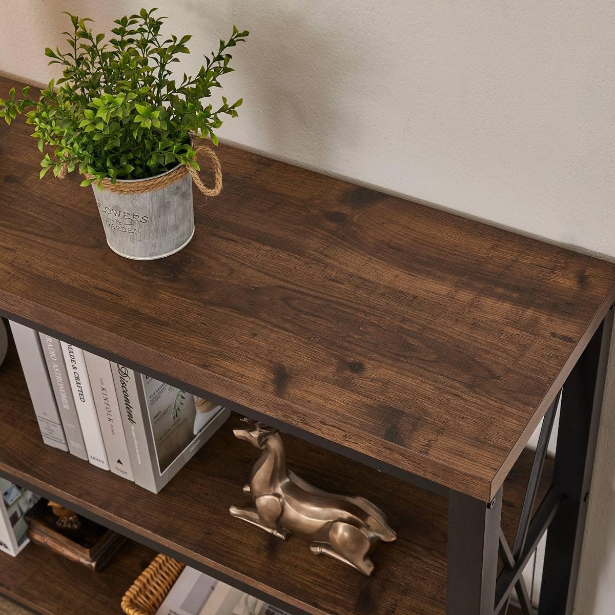 Rustic Console Table Behind Couch, Industrial Entryway Table with Shelves,