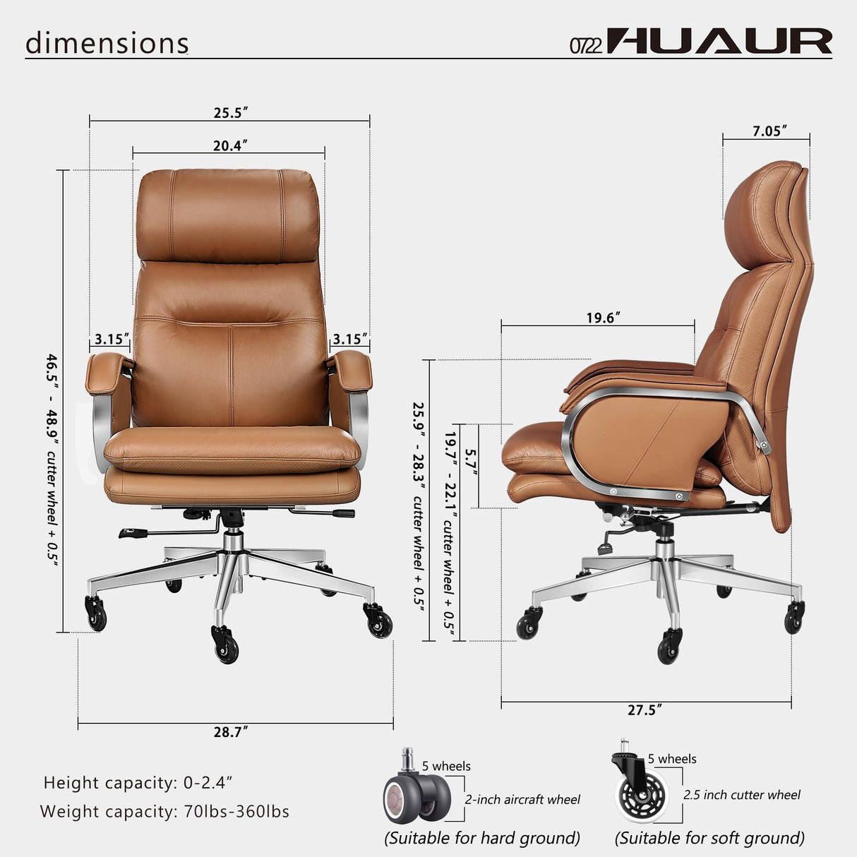 Genuine Leather Modern Executive Chair High-Back Support 90 to 150 Degrees Tilt