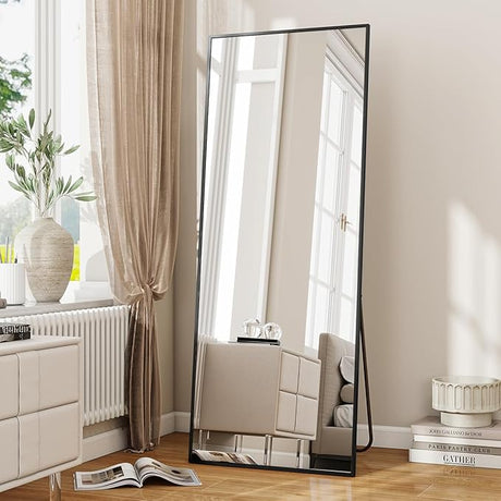 Oversized Full Length Mirror, 76" x 34" Floor Mirror with Stand, Aluminum Alloy