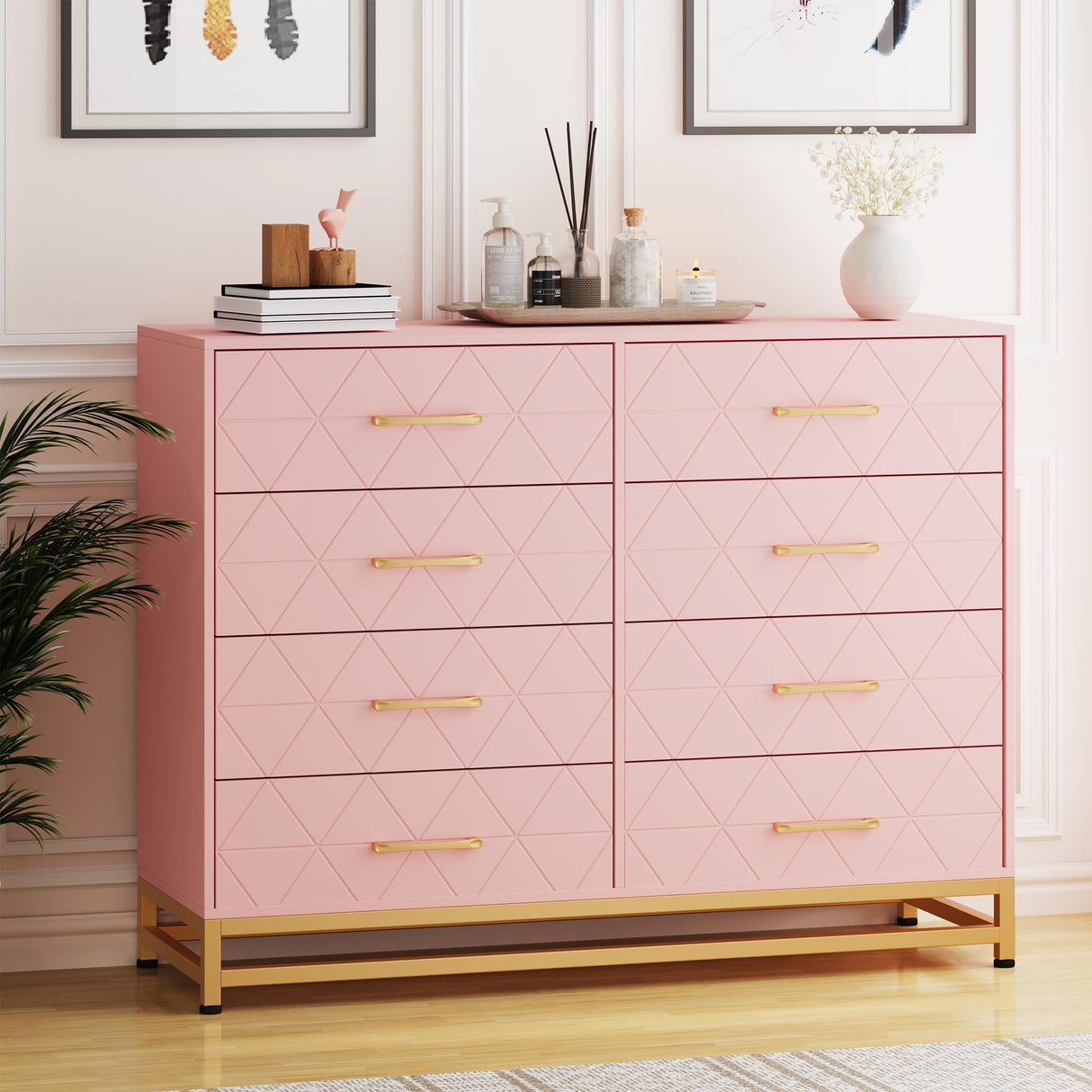 Dresser for Bedroom with 8 Drawer, Tv Stand Dressers Chest of Drawers