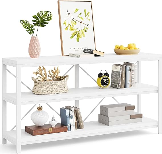 3 Tiers TV Console TV Stand Long Sofa Table with Storage Shelves