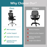 High Back Ergonomic Office Chair with Adjustable Headrest Armrest Mesh Lumbar