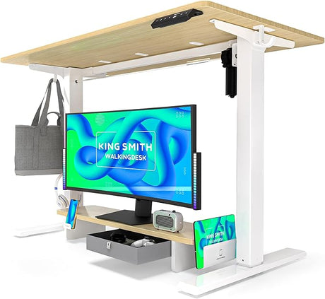 Electric Standing Desk with Drawer and Monitor Stand, Height Adjustable