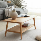 Rattan Coffee Table, 100 Percent FAS Solid Oak Wood Living Room Tables