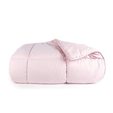 Quilted Comforter | 85" x 65" | Made of 100% Brushed Microfiber Polyester (Shell) & 200 GSM Fiberfill | Soft, Breathable & Durable | Ideal for Twin-Size Beds | Box Pattern in Pink