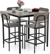 5-Piece Dining Table Set W/Counter Height Table & 4 Bar Stools,