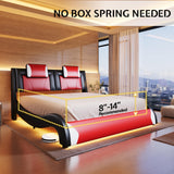 LED Full Size Bed Frame with Faux Leather Headboard