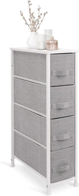 3-Drawer Fabric Dresser Storage Tower, Light Grey | Closet Organizer Unit | Bedroom