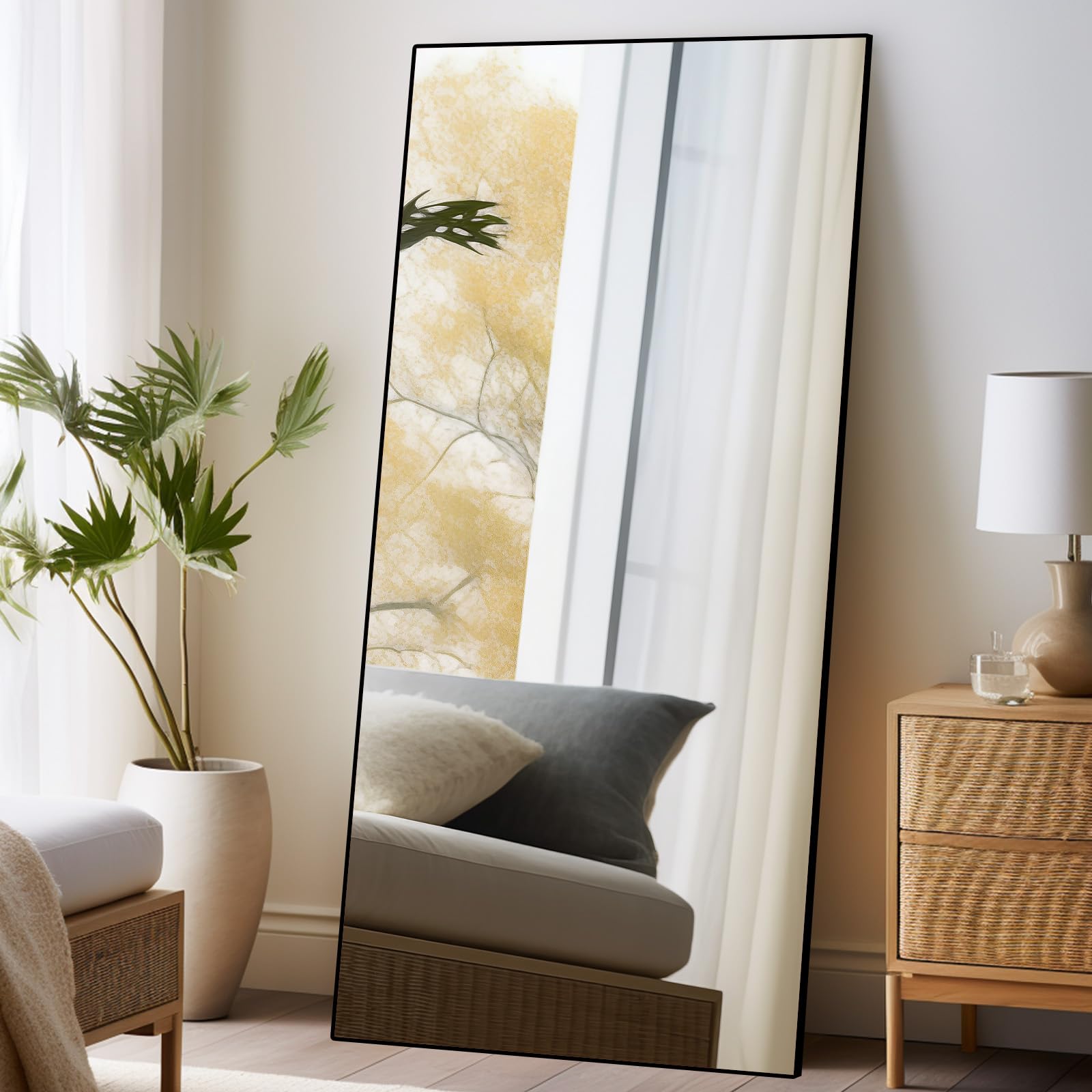 Round Mirror, Black Round Mirror 24 inch, Round Wall Mirror Metal Frame,