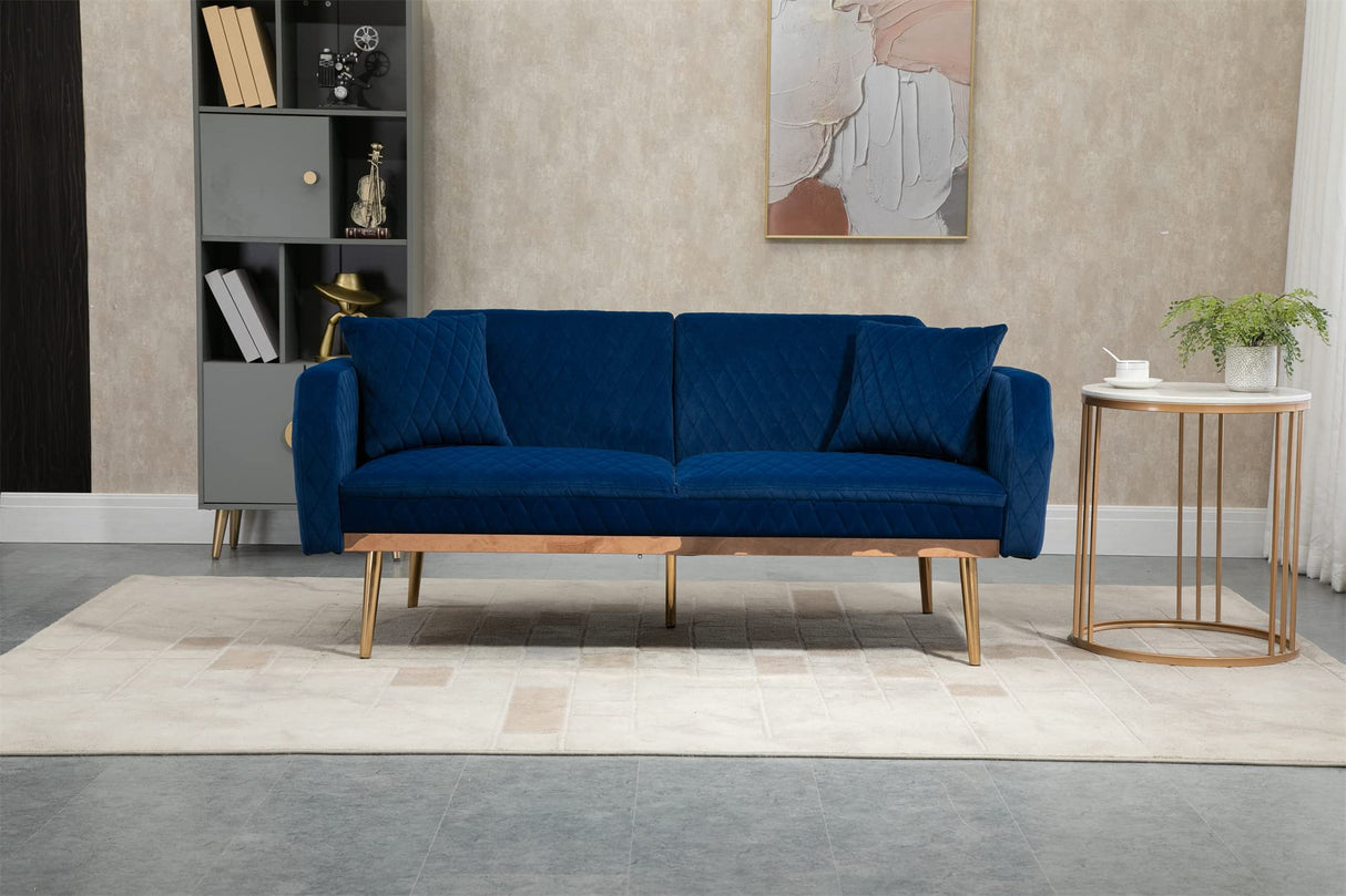 Velvet Loveseat Sofa, Modern Sleeper Sofa Couch with 2 Pillows