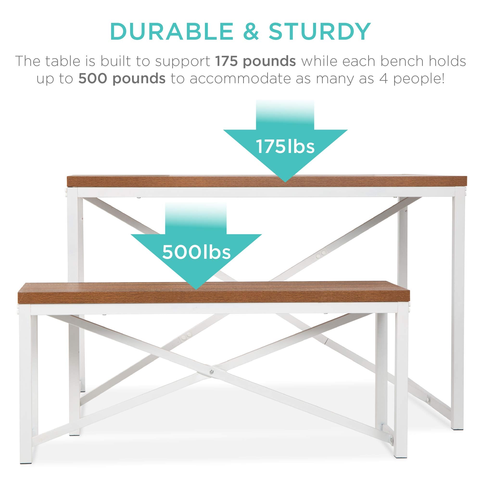45.5in 3-Piece Bench Style Dining Furniture Set, 4-Person Space-Saving Dinette