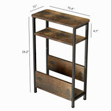 7.1" Narrow Side Table for Small Spaces, 3 Tier Small End Table with Magazine Holder