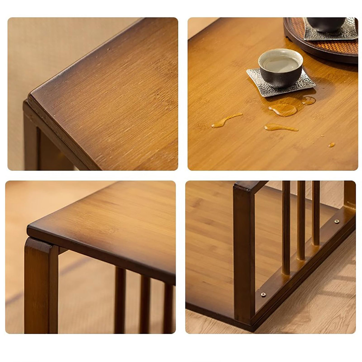 Bamboo Folding Coffee Table,Japanese Tea Table Low Table for Sitting On The Floor