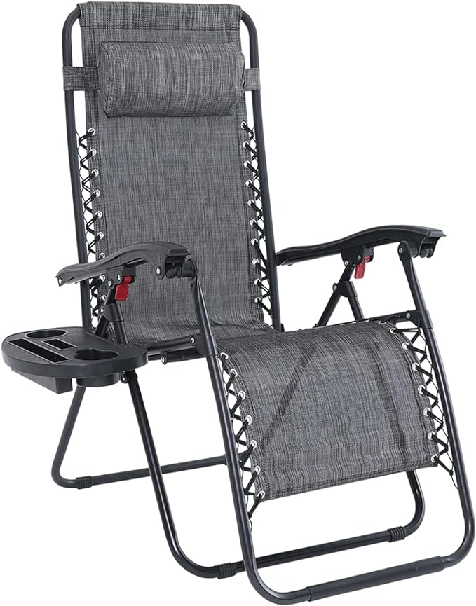 Zero Gravity Adjustable Reclining Patio Chair Lounge Chair with Removable Pillow