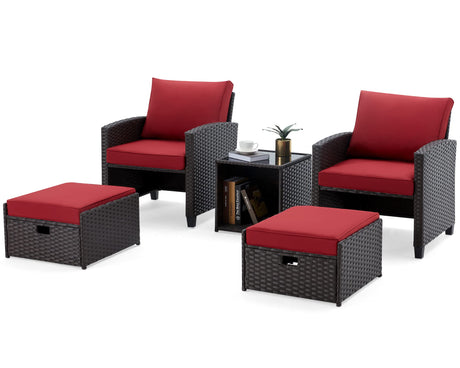 Patio Furniture Set 5-Pieces Outdoor Sectional Wicker Sofa