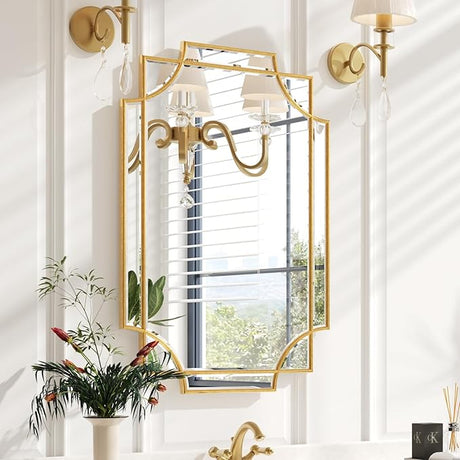 32"x48" Large Gold Mirror for Wall, Modern Decorative Mirror Rectangle Mirror Wall Vanity