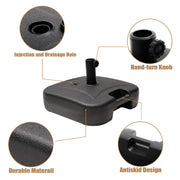 VredHom 53lbs Patio Umbrella Base Stand, Outdoor Market Umbrella Stand with Carry Handle，Water/Sand Filled Holder Plastic Square Weighted Base，Heavy Duty Umbrella Holder, for Lawn, Garden, 24L