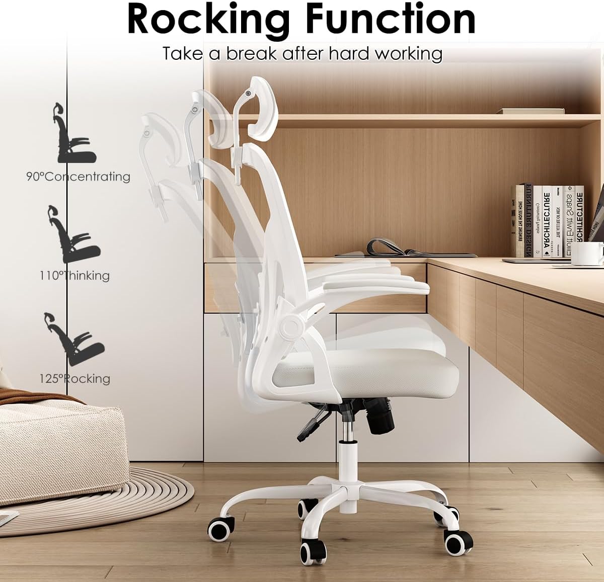 Ergonomic Office Chair, Home Office Desk Chair with Headrest, High Back Computer Chair