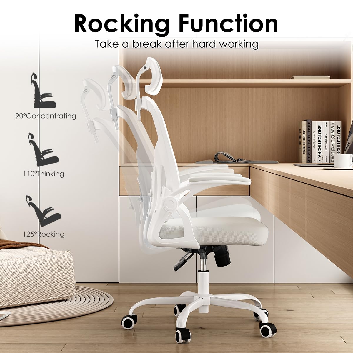 Ergonomic Office Chair, Home Office Desk Chair with Headrest, High Back Computer Chair