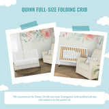 Quinn Full-Size Folding Crib In White, Removeable Wheels, Modern Nursey, Adjustable