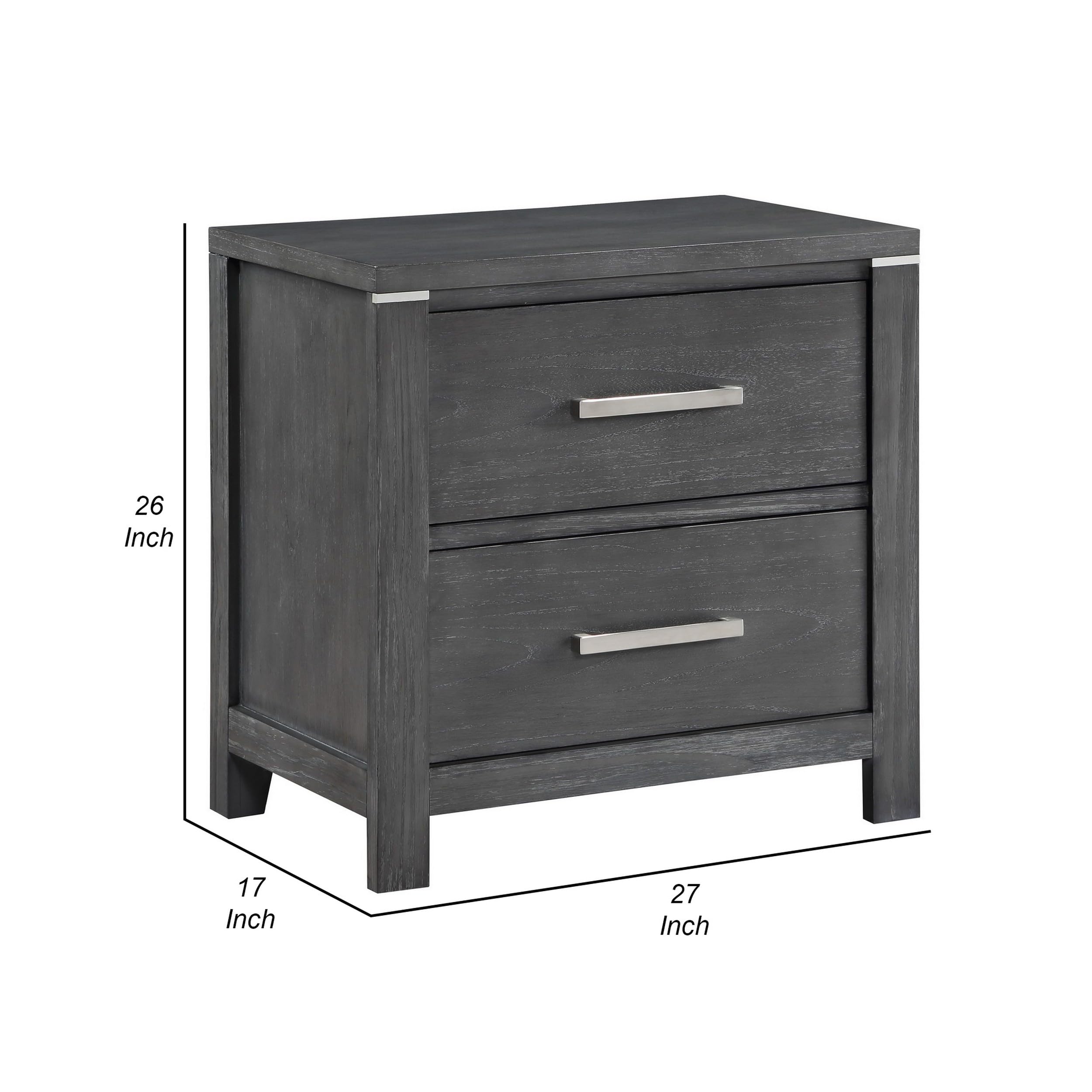 Tal 27 Inch Nightstand, 2 Drawers Handles