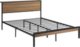 Benjara Rick Queen Size Platform Bed, MDF Panel Headboard,