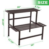 Dipion Metal Plant Stand Outdoor Plant Shelf Indoor,2 Tier Heavy Duty Ladder Plant Stands for Multiple Plants,26" L x 20.25" H x 17.75" W,Coffee