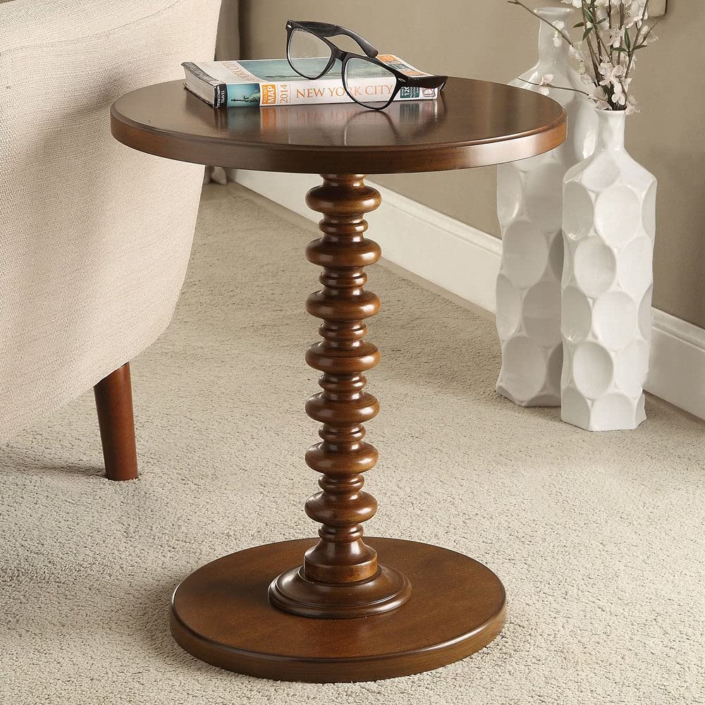Acton Round Wooden End Table in Walnut