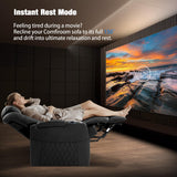 comfiroom Leather Home Theater Seating Classic Series Dual Power Electric Headrest Game Seats Movie Theater Chairs Theater Recliner Sofa with Type-C USB Charger (Black, Row of 3)