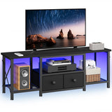 TV Stand with LED Lights - 50 Inch Entertainment Center with Storage