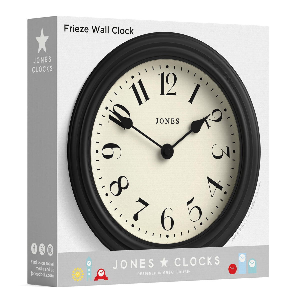 'Frieze' Wall Clock – Small Round Contemporary Classic Round Clock in Pink, with Pretty Numbers,