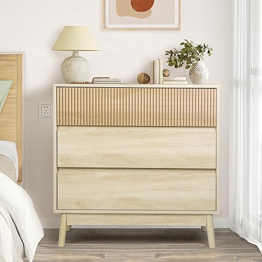 3 Drawer Dresser, Farmhouse Wood Storage Chest of Drawers, Modern Closet Dressers