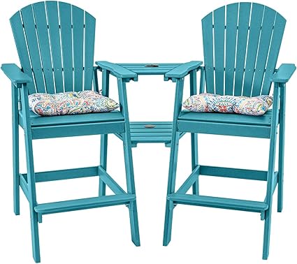 Tall Adirondack Bar Set, Patio Umbrella Table and Bar Chairs