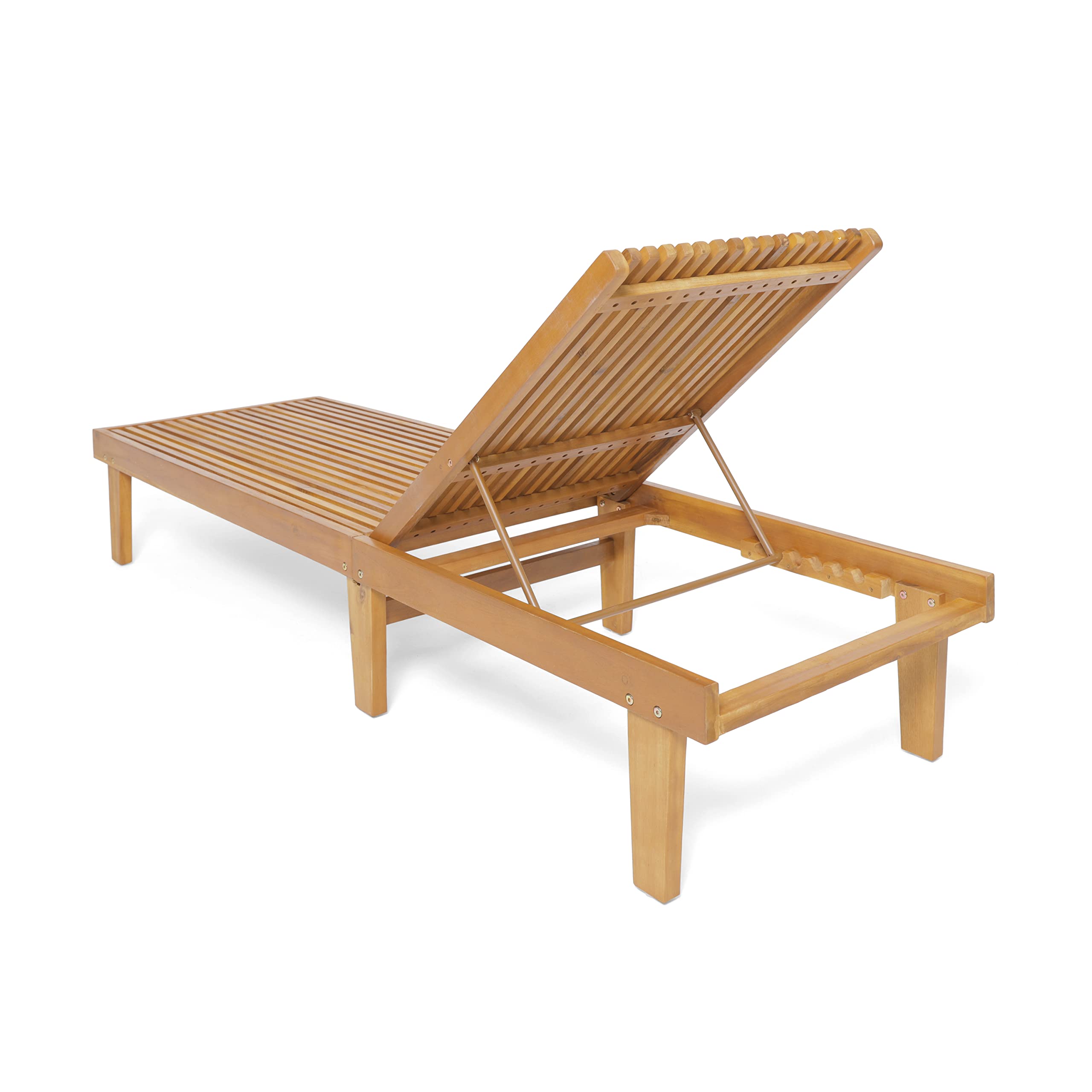 Vernon Outdoor Acacia Wood Chaise Lounge Set, Teak Finish