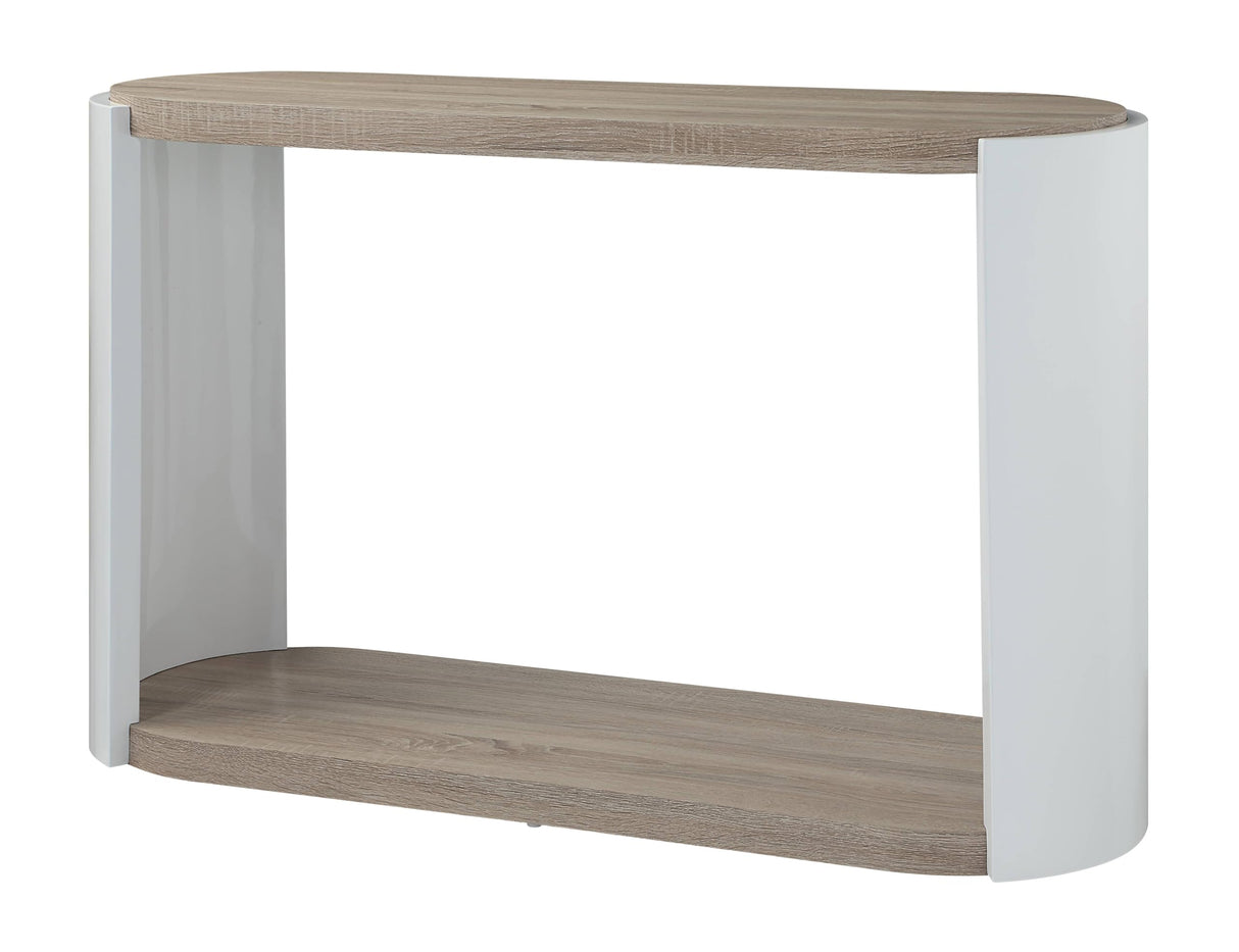 Zoma Sofa Table, White High Gloss & Oak Finish