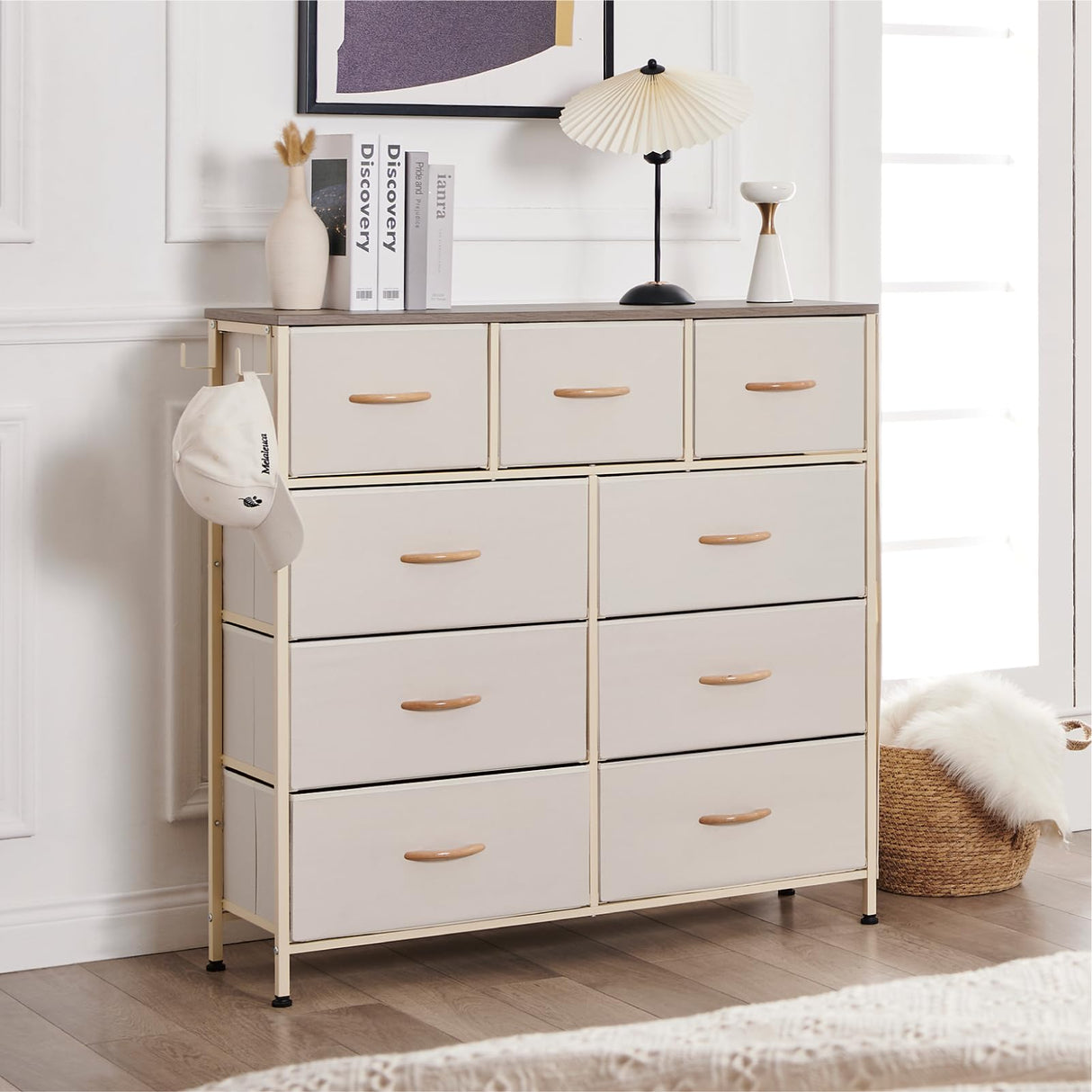 Dresser for Bedroom with 9 Drawers, Fabric Dresser Organizer Units