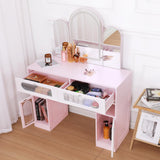 RGB Vanity Desk with Mirror and Lights,LED Makeup Table with Tri-fold Mirror,2 Drawers