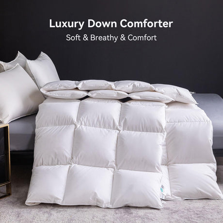 Goose Feather Down Comforter King Size,Hotel Style Bedding Comforter,750+ Fill Power,